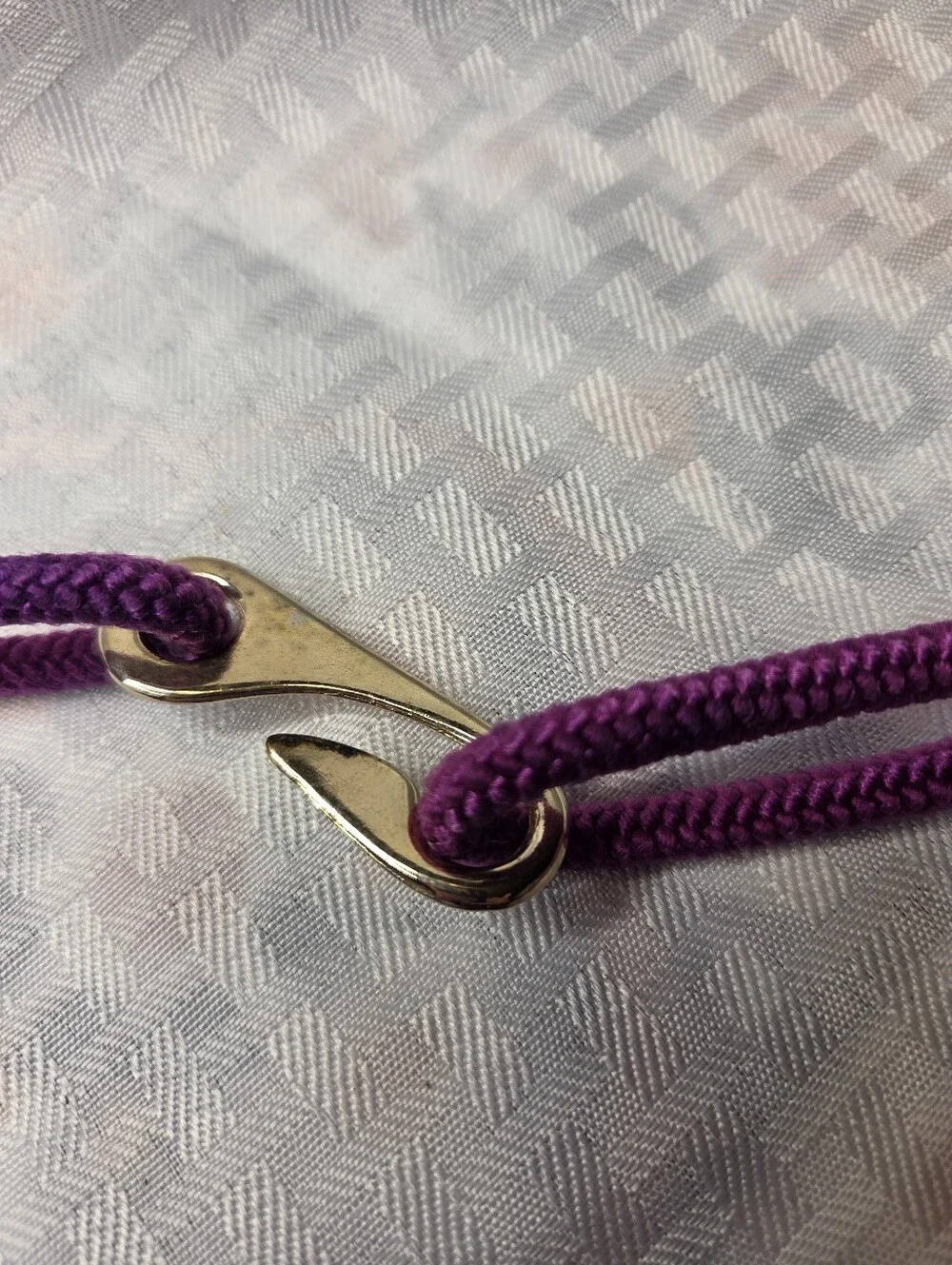 Vintage 80s Purple Braided Cord Belt Gold Filigree Medallion Knotted
